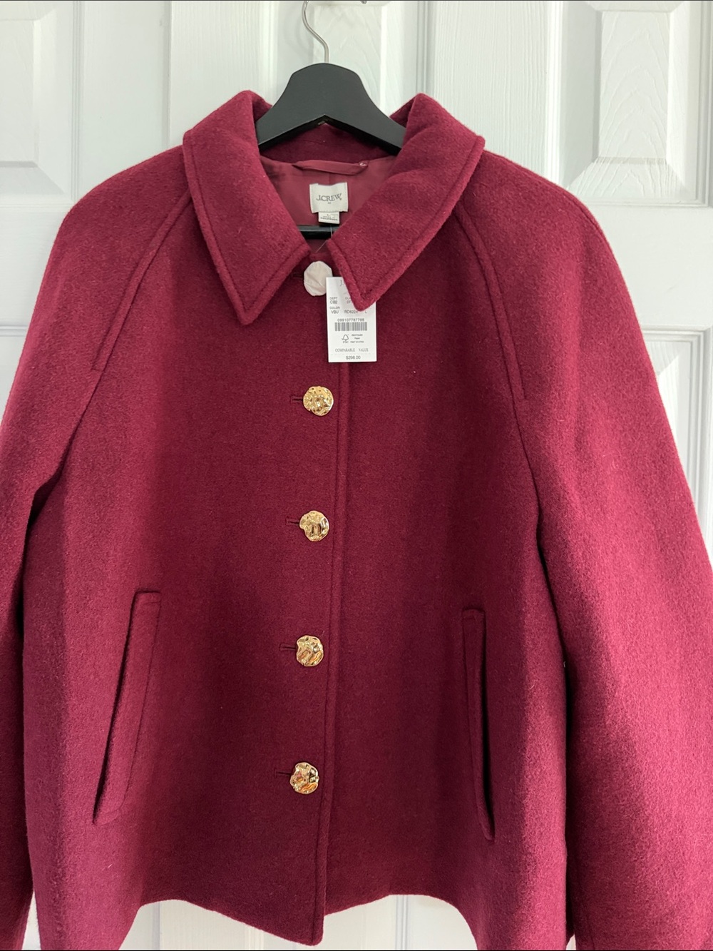 J. Crew Cropped Wool-Blend Swing Coat in Burgundy Size L - Picture 8 of 13